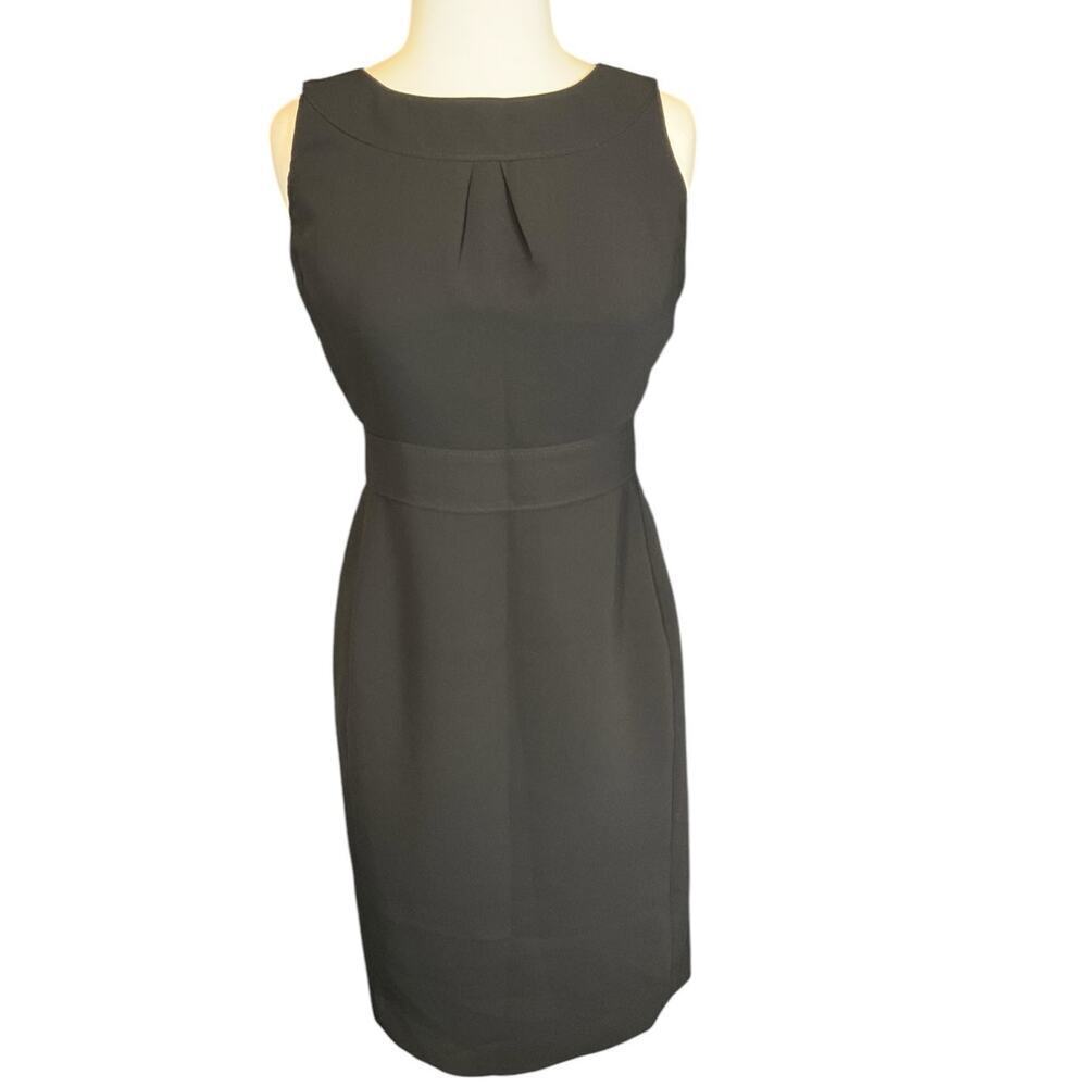 Talbots Black Midi Dress Size 4p Boatneck Classic Work Wear 100% Polyester
